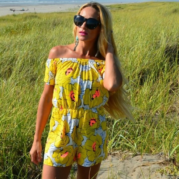 BOHO DOLLZ Floral Romper - Yellow - Picture 1 of 4